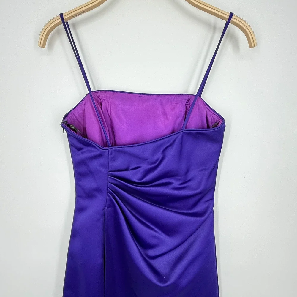 Scott McClintock Evening Gown Womens‎ 6 Purple Satin Ruched 90s Vintage